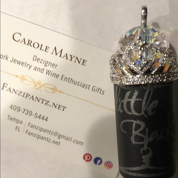 Black dress wine cork crown necklace blinged - Picture 2 of 3